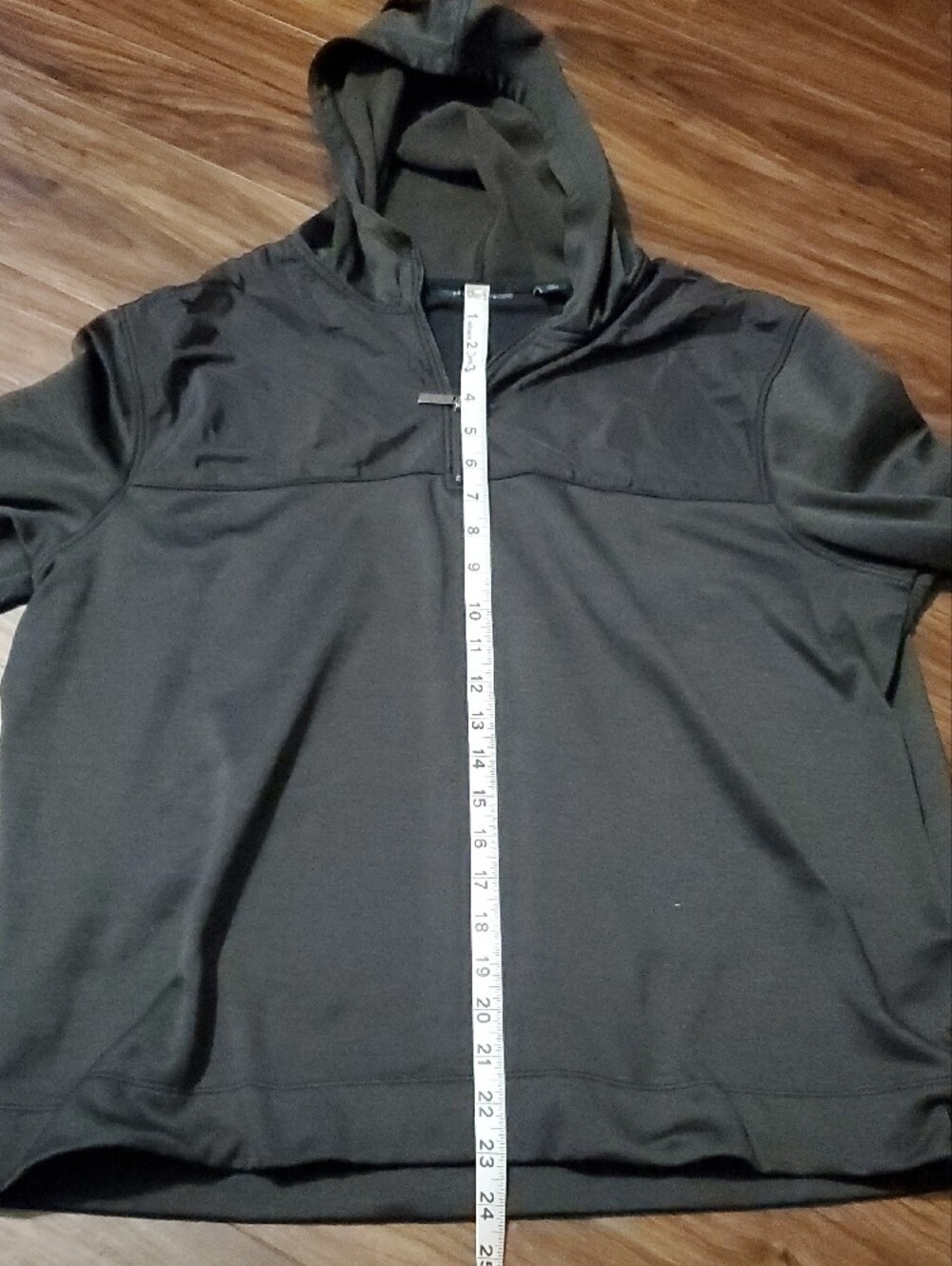 Perry Ellis Men's Hooded Half-Zip Pullover in Charcoal - Picture 7 of 9